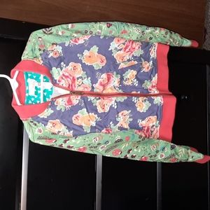 Floral Kids Jacket with Red and Green Accents